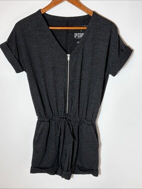 PINK Victoria's Secret Charcoal Zip-Front Romper